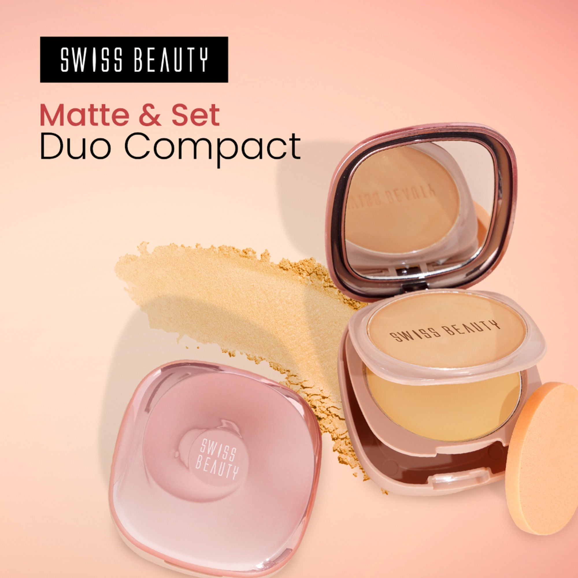 Swiss Beauty Matte & Set Duo Lightweight Compact Powder - 02 Beige and Translucent - Distacart