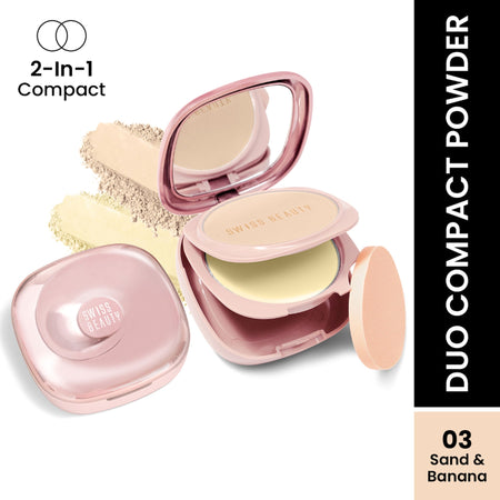 Swiss Beauty Matte & Set Duo Lightweight Compact Powder - 03 Sand and Banana