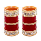 Tehzeeb Creations Bridal Bangle Set Wedding Punjabi Chuda Designer Chura CZ Stone Maroon Color Choora For Women - Distacart