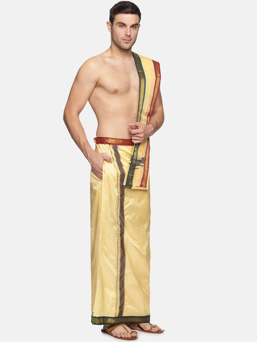Sethukrishna Men Beige Solid Dhotis - Distacart