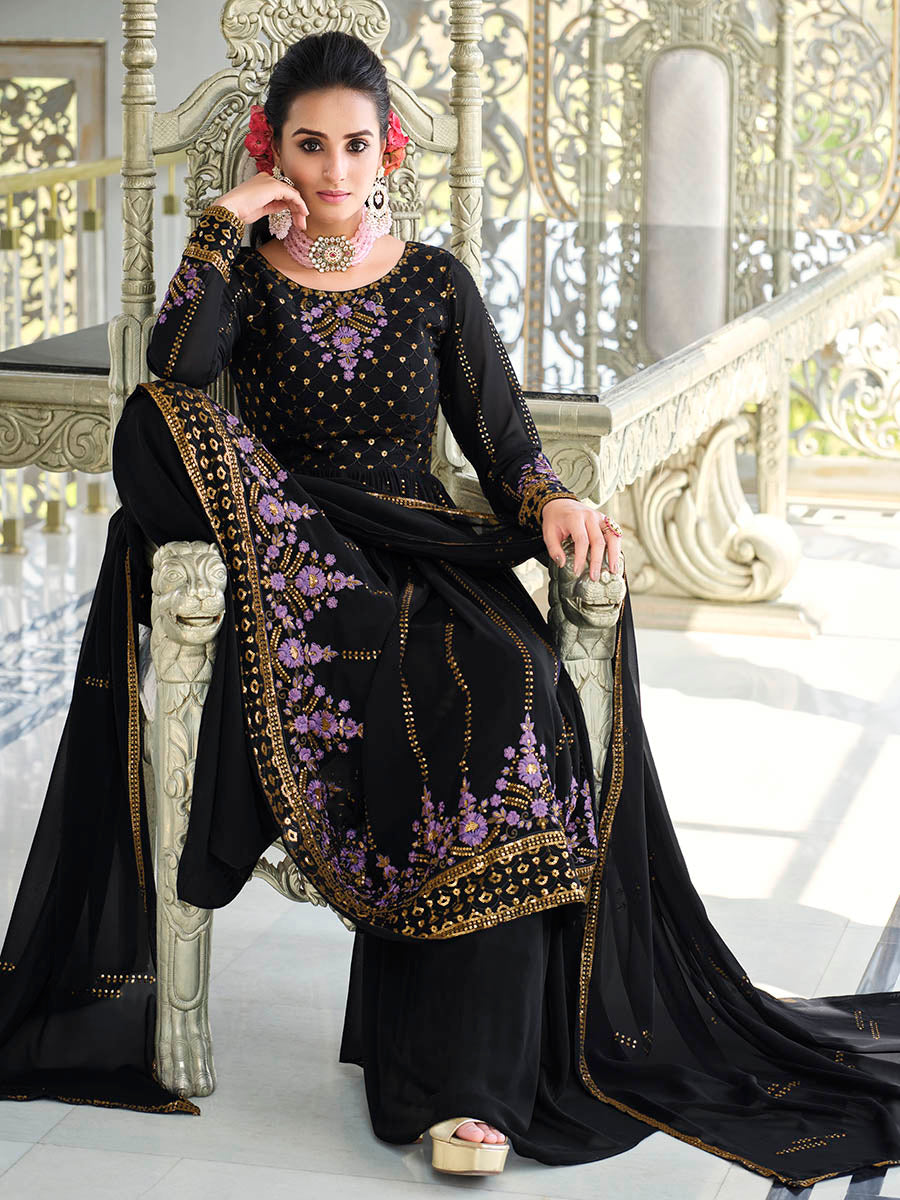 Myra Dark Blue Real Georgette Gharara Suit