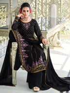 Myra Dark Blue Real Georgette Gharara Suit