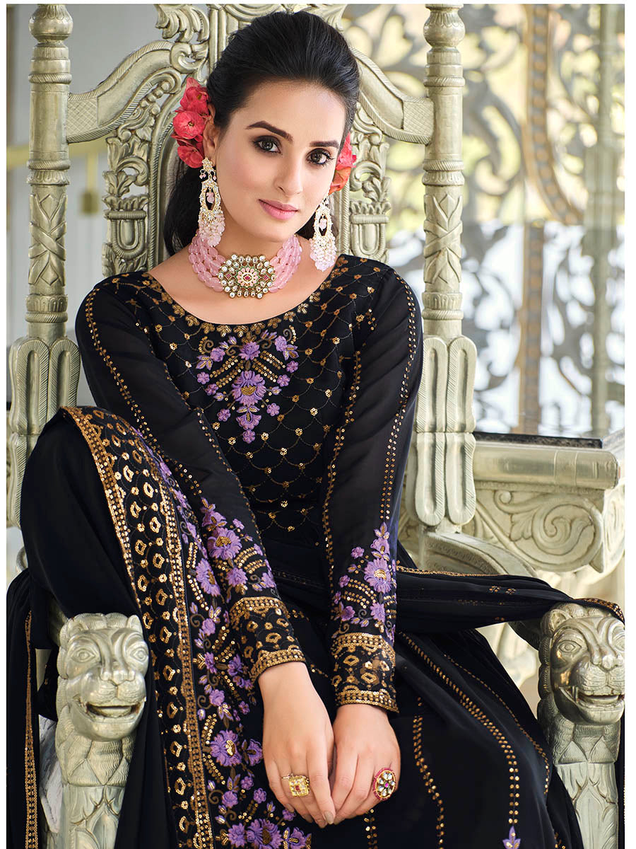 Myra Dark Blue Real Georgette Gharara Suit