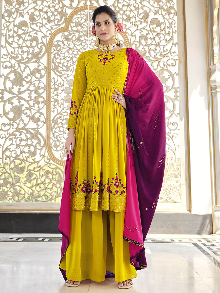 Myra Florenece Green and Rani Real Georgette Gharara Suit