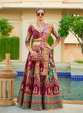 Monjolika Fashion Maroon Color Heavy Rajwadi Silk Designer Lehenga Choli