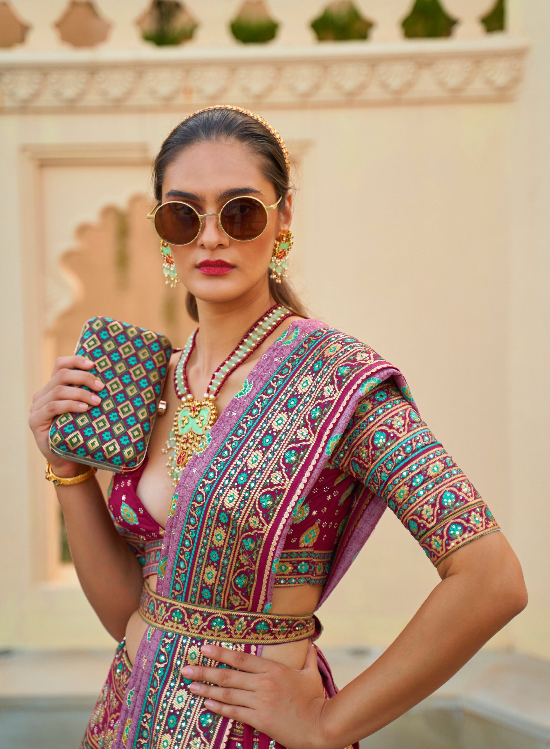 Monjolika Fashion Dark Pink Color Heavy Rajwadi Silk Designer Lehenga Choli