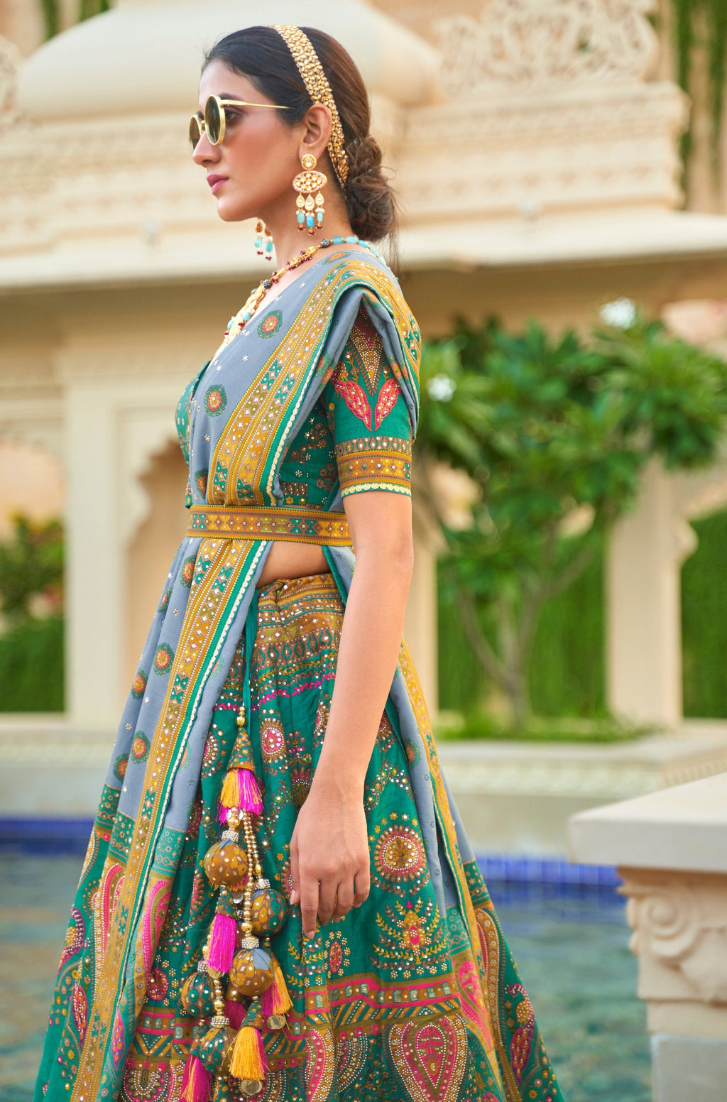 Monjolika Fashion Turquoise Color Heavy Rajwadi Silk Designer Lehenga Choli