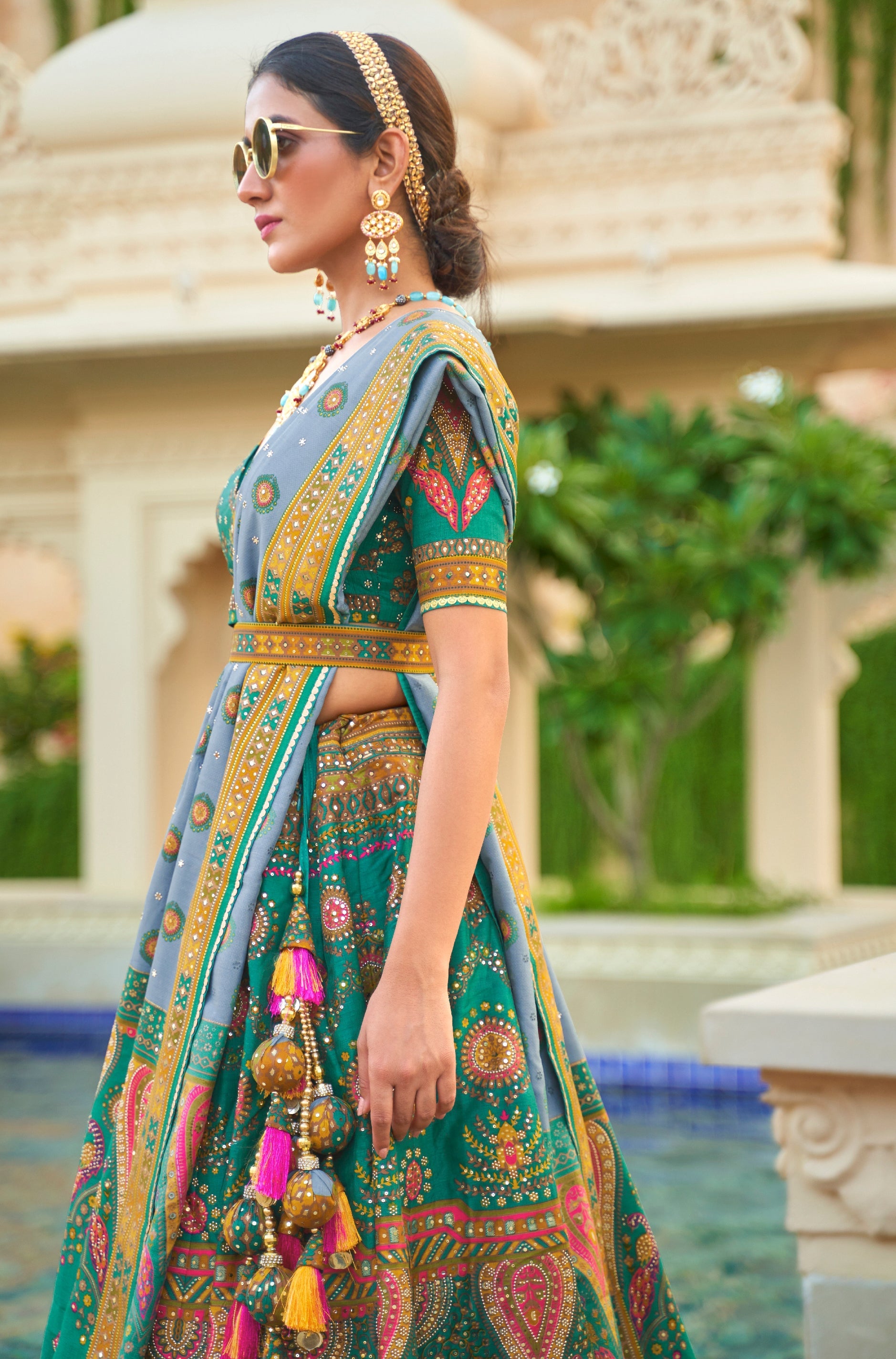 Monjolika Fashion Turquoise Color Heavy Rajwadi Silk Designer Lehenga Choli