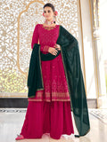 Myra Rani and Green Real Georgette Gharara Suit