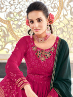 Myra Rani and Green Real Georgette Gharara Suit