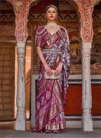 Monjolika Fashion Grey Color Silk Ajarak Design Traditional Saree - Distacart