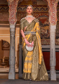 Monjolika Fashion Yellow Color Silk Ajarak Design Traditional Saree - Distacart