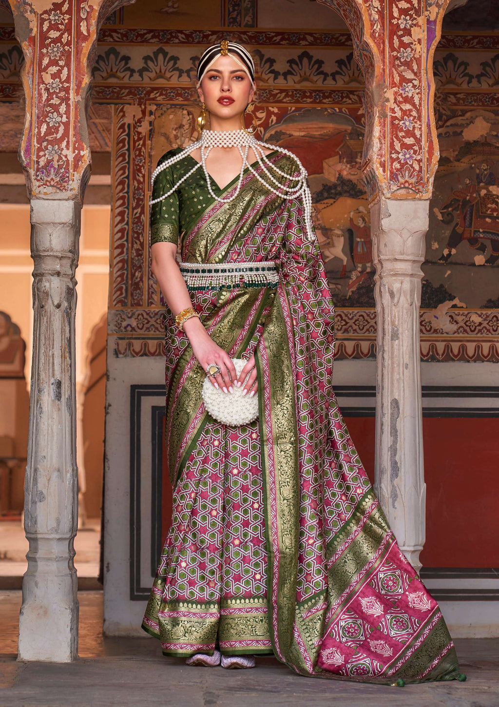 Monjolika Fashion Multicolor Silk Ajarak Design Traditional Saree - Distacart