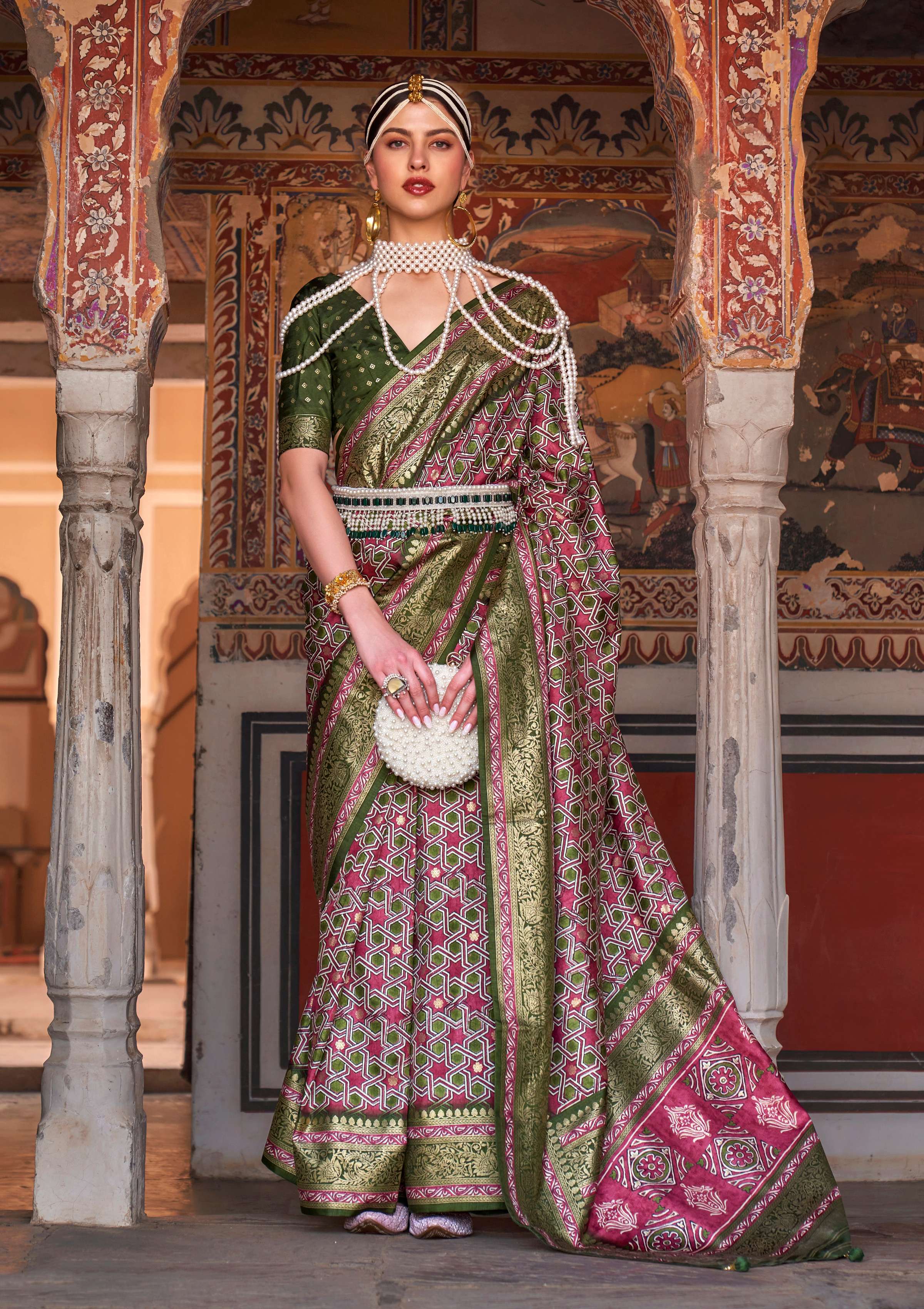 Monjolika Fashion Multicolor Silk Ajarak Design Traditional Saree - Distacart