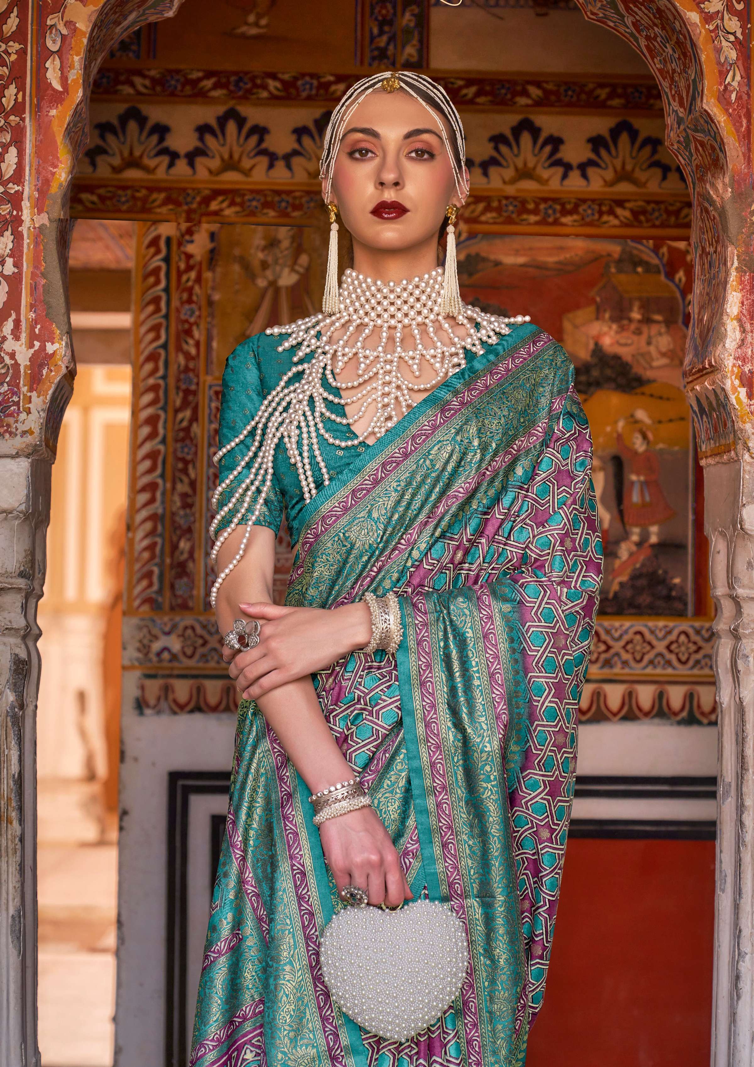 Monjolika Fashion Multi Color Silk Ajarak Design Traditional Saree - Distacart