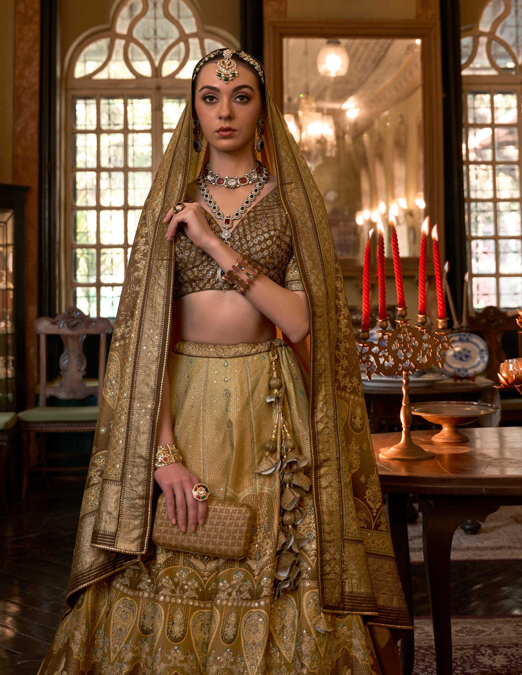 Monjolika Fashion Olive Color Rajwadi Silk Designer Lehenga Choli