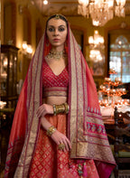 Monjolika Fashion Peach Color Rajwadi Silk Designer Lehenga Choli