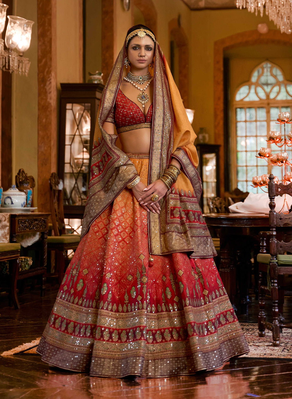 Monjolika Fashion Light Orange Color Rajwadi Silk Designer Lehenga Choli