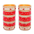 Tehzeeb Creations Bridal Bangle Set Wedding punjabi chuda, Designer chura, Red Acrylic Choora Set for Women - Distacart