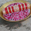 Tehzeeb Creations Bridal Bangle Set Wedding punjabi chuda, Designer chura, Red Acrylic Choora Set for Women - Distacart