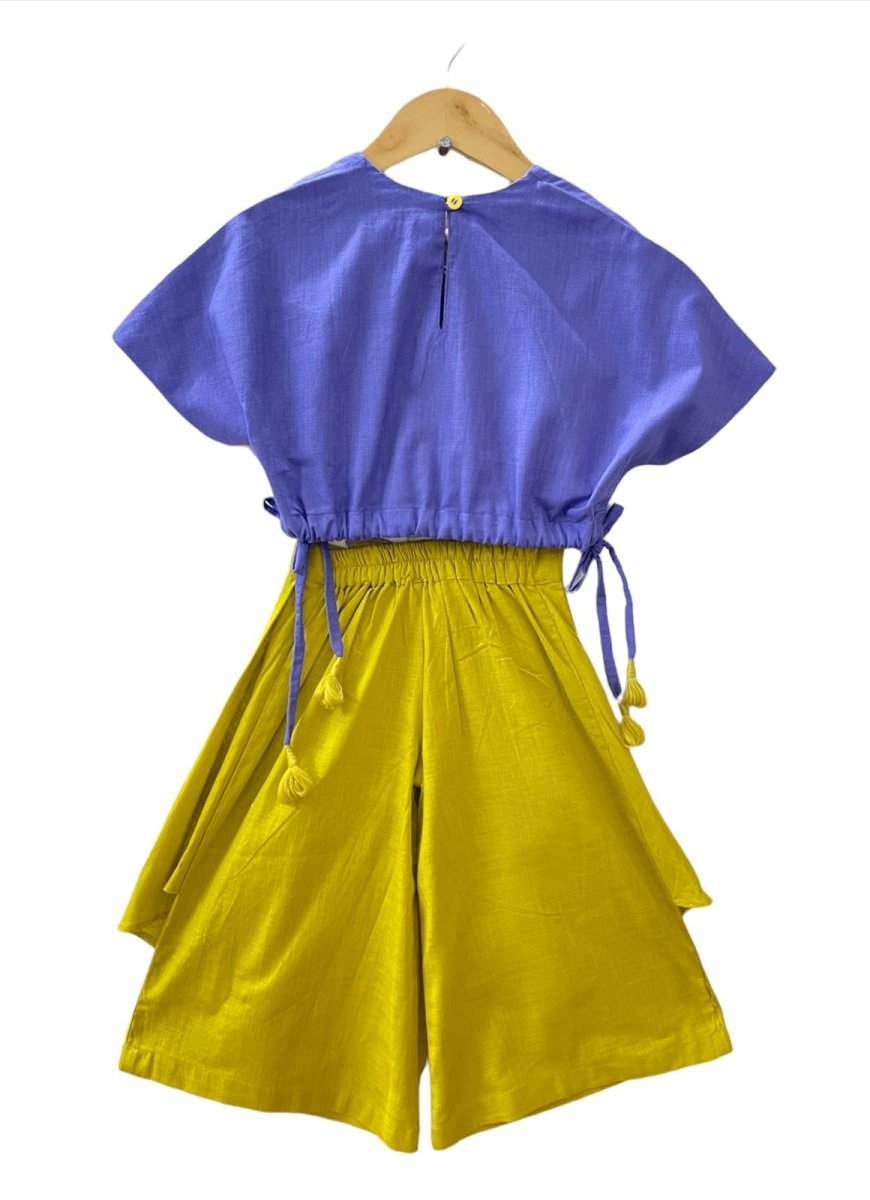 ArthLife Mustard Purple Butterfly Embroidered Co-Ord Set