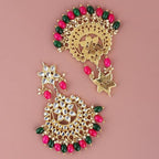 Tehzeeb CreationsEthnic Gold Plating Padmavat Jewelry Kundan Necklace Set for Girls & Women