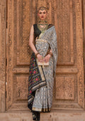 Monjolika Fashion Light Grey Color Patola Silk Weaving Work Saree With Blouse