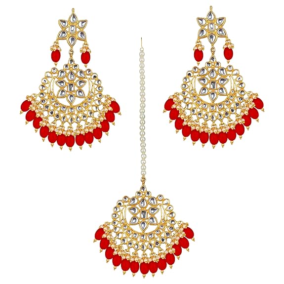 Tehzeeb Creations Ethnic Gold Plating Padmavat Jewelry Kundan Necklace Set for Girls & Women