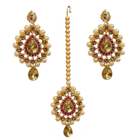 Tehzeeb CreationsStunning Stone Gold-Polished Necklace Set for Girls & Women