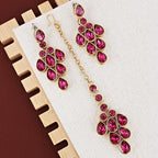 Tehzeeb Creations Designer Gold-Polished Elegant Stone Necklace Set For Women & Girls