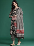 Indo Era Floral Printed Pure Cotton Kurta with Salwar & With Dupatta - Distacart