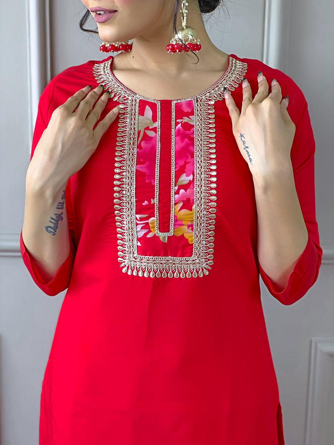 The52 Women's Rayon Fabric Straight Kurta, Pant and Dupatta Set - Distacart