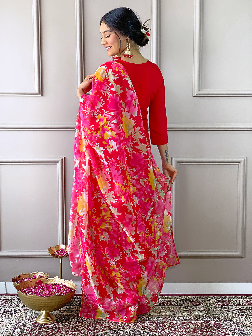 The52 Women's Rayon Fabric Straight Kurta, Pant and Dupatta Set - Distacart