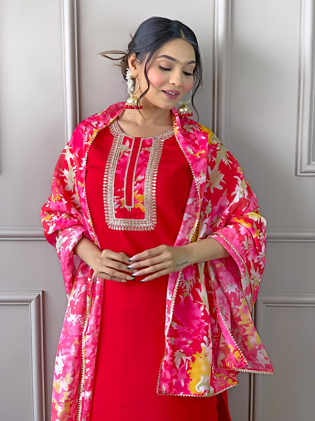 The52 Women's Rayon Fabric Straight Kurta, Pant and Dupatta Set - Distacart