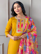 The52 Women's Rayon Fabric Straight Kurta, Pant and Dupatta Set - Distacart