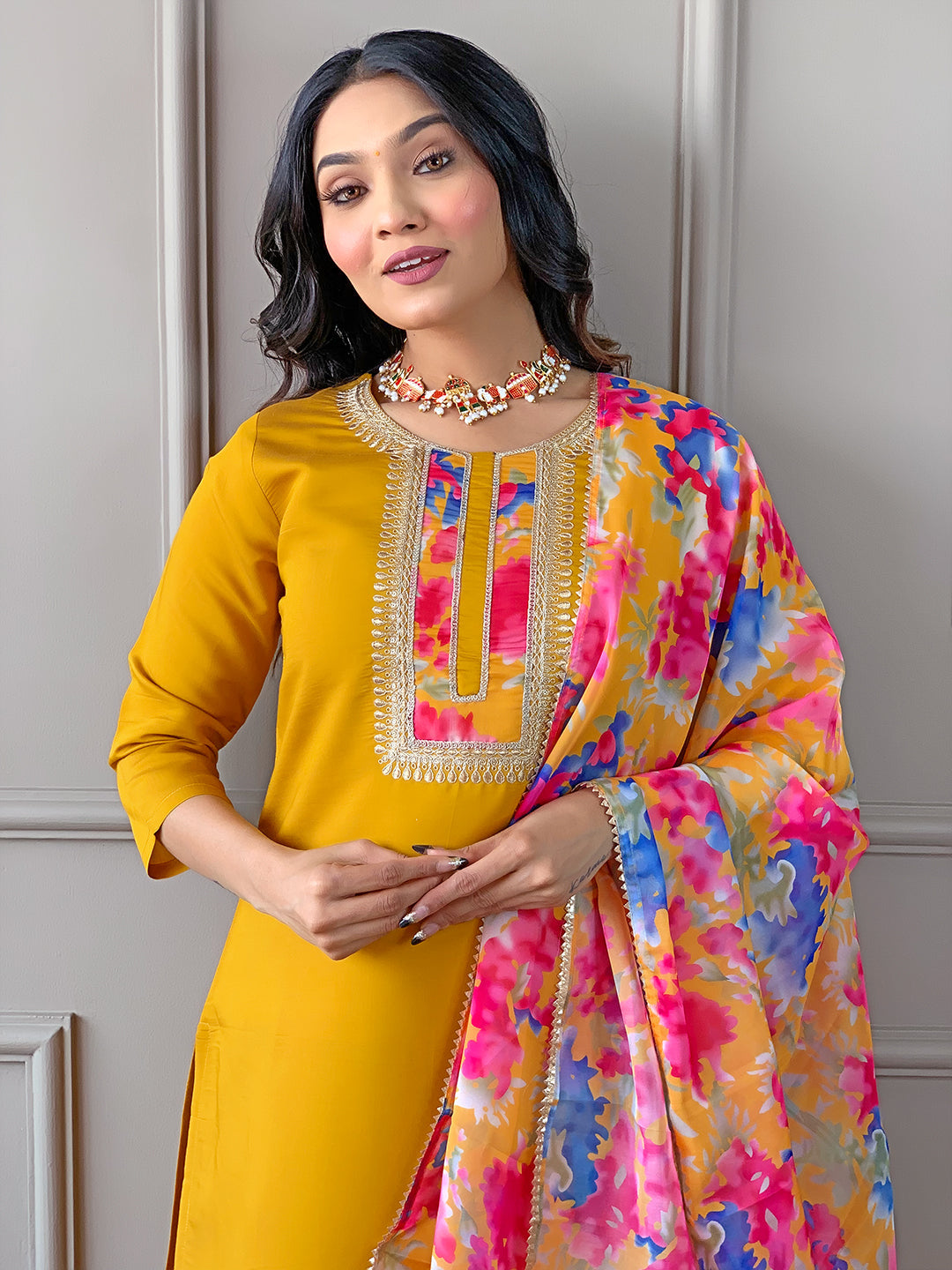 The52 Women's Rayon Fabric Straight Kurta, Pant and Dupatta Set - Distacart