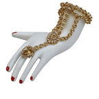 Tehzeeb Creations Bridal Dulhan Designer Gold-Polished Gold Color Pearl Stone Set 9 pcs. for Women & Girls