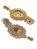 Tehzeeb Creations Bridal Dulhan Designer Gold-Polished Gold Color Pearl Stone Set 9 pcs. for Women & Girls