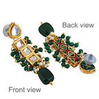 Tehzeeb Creations Back Meenakari Gold-Polished Square Shape Tika Earring Jewellery Set Uncut Kundan Big Faux Kundan Dibbi Kundan Choker Necklace Set