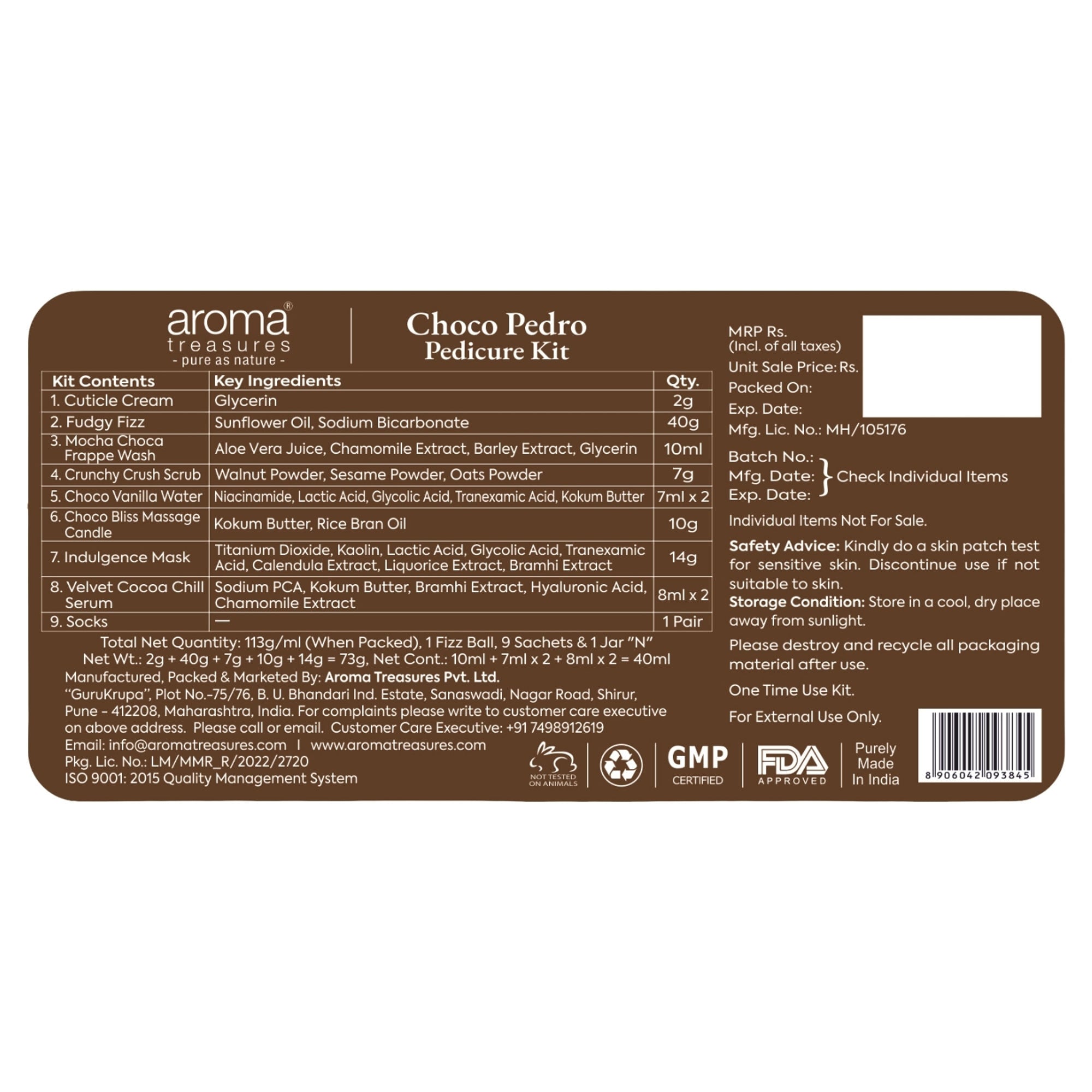 Aroma Treasures Choco Pedro Chocolate Pedicure Kit - Distacart