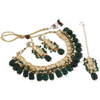 Tehzeeb Creations Back Meenakari Gold-Polished Square Shape Tika Earring Jewellery Set Uncut Kundan Big Faux Kundan Dibbi Kundan Choker Necklace Set