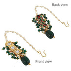 Tehzeeb Creations Back Meenakari Gold-Polished Square Shape Tika Earring Jewellery Set Uncut Kundan Big Faux Kundan Dibbi Kundan Choker Necklace Set