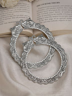 NVR Women's Set of 2 Silver-Toned German Silve Oxidised Elephant Design Handcrafted Bangles - Distacart