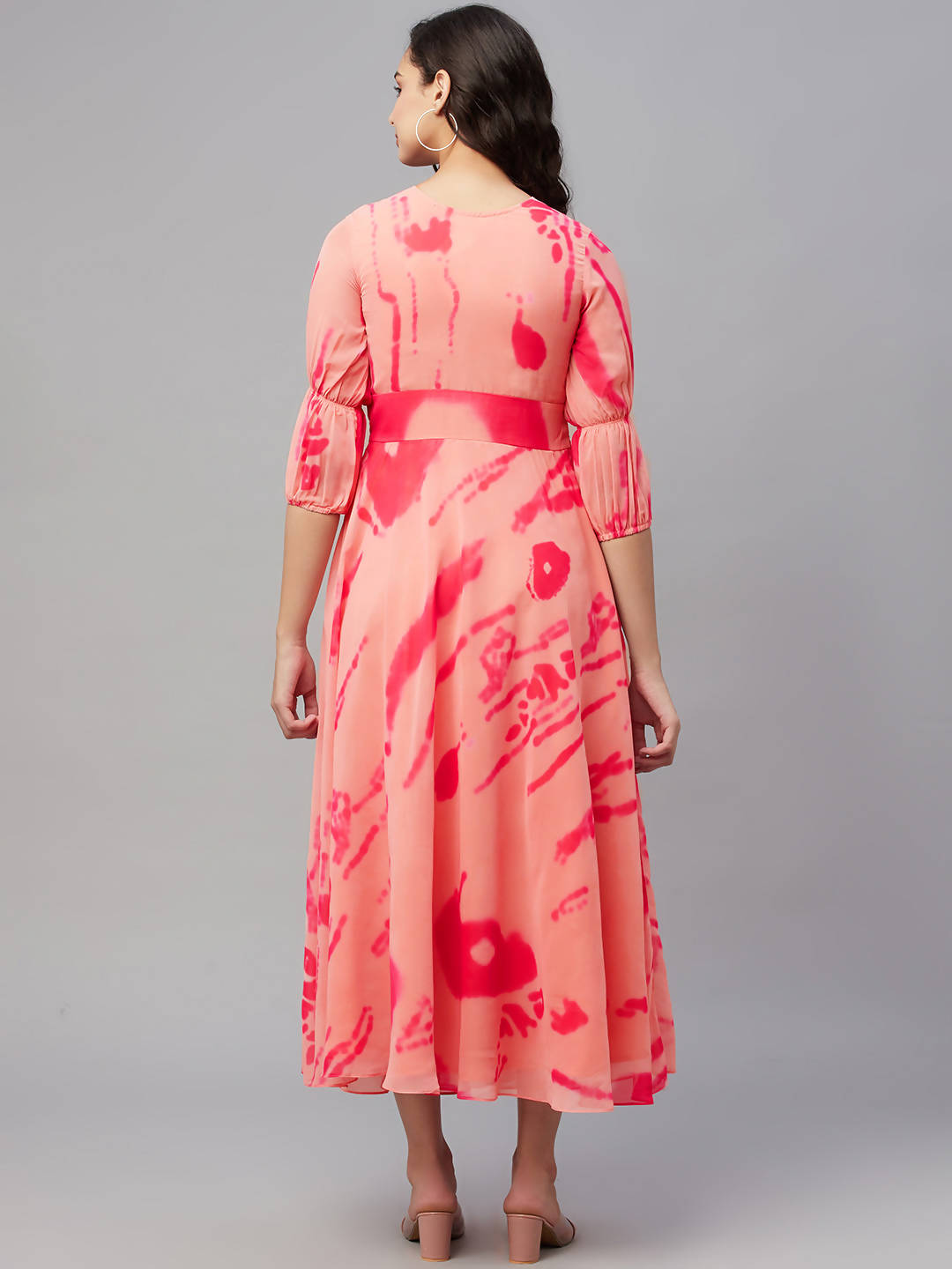 Myshka Stylish Printed 3/4 Sleeve ,V Neck Women Dress - Distacart