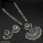 Tehzeeb Creations Women's Bahubali Oxidised Necklace Set With White Pearl