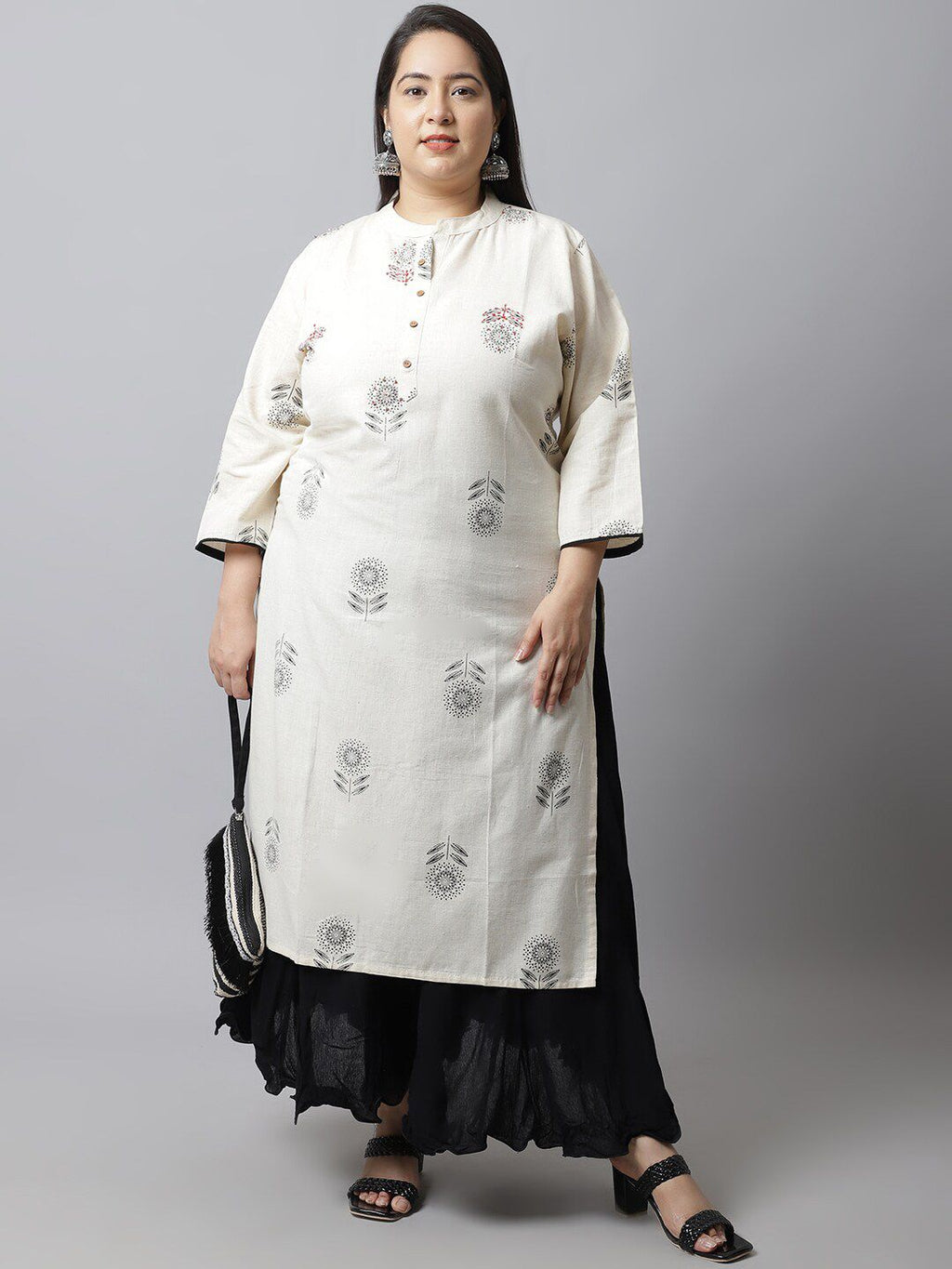 TAG 7 Women Black Flared Ethnic Palazzos