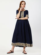 Cheera Embellished Party Wear Anarkali Dress - Navy Blue