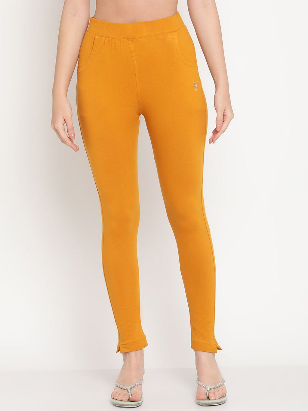 TAG 7 Pack of 2 Green & Mustard Yellow Ankle-Length Leggings