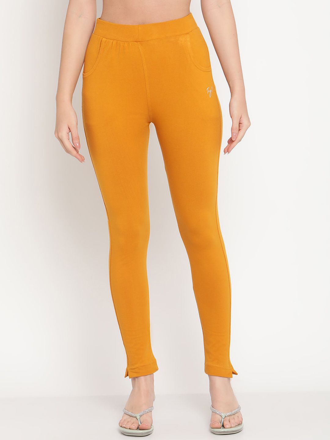 TAG 7 Pack of 2 Green & Mustard Yellow Ankle-Length Leggings