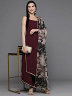 Ahalyaa Women Regular Kurta with Palazzos & With Dupatta - Brown Color